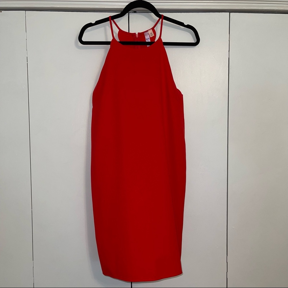 Red Dress with Scalloped Details
